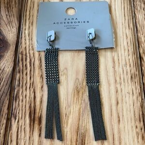Zara Black Statement Tassel Earrings